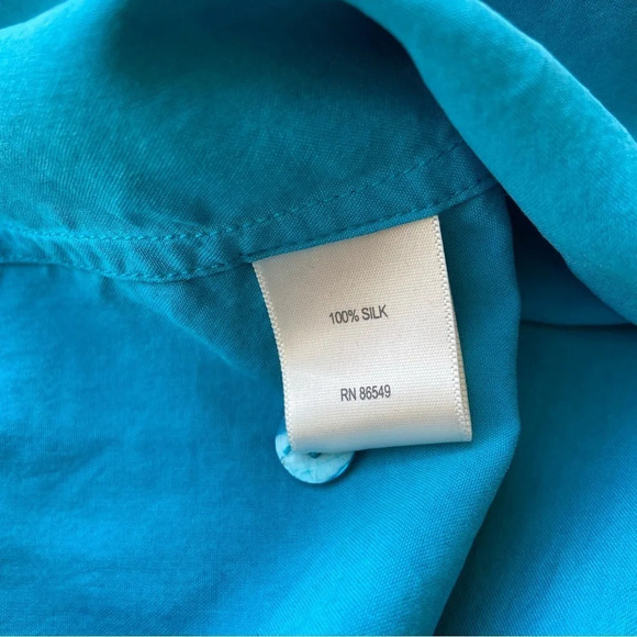 Tommy Bahama Embroidered Chest Pockets Pure  Silk Button Down Shirt - Picture 8 of 13